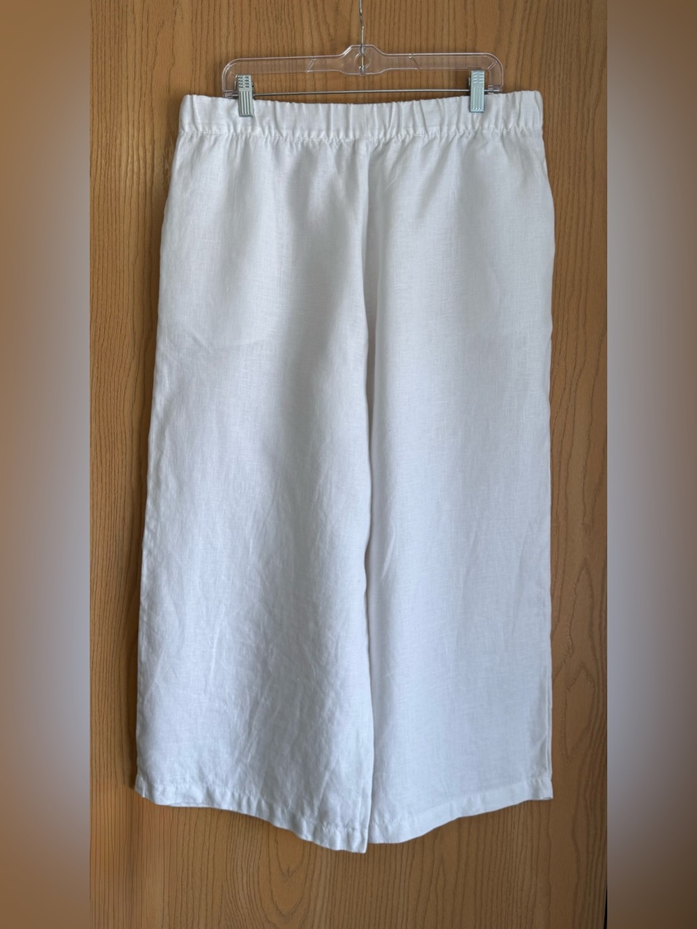 Garnet Hill | Women’s Large | White 100% Linen Wide Leg Pants Lagenlook Relaxed - Picture 2 of 9